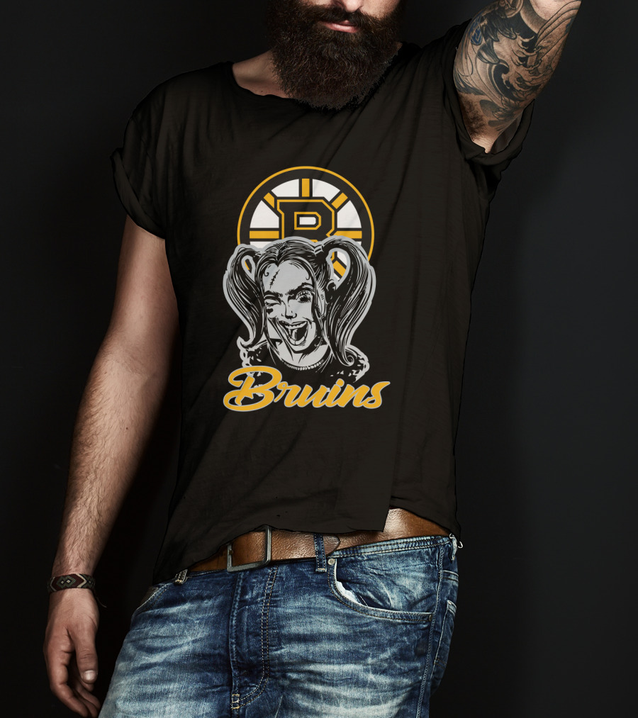 Harley Quinn Meets Bruins Fanatic With Iconic Boston Bruins T-Shirt