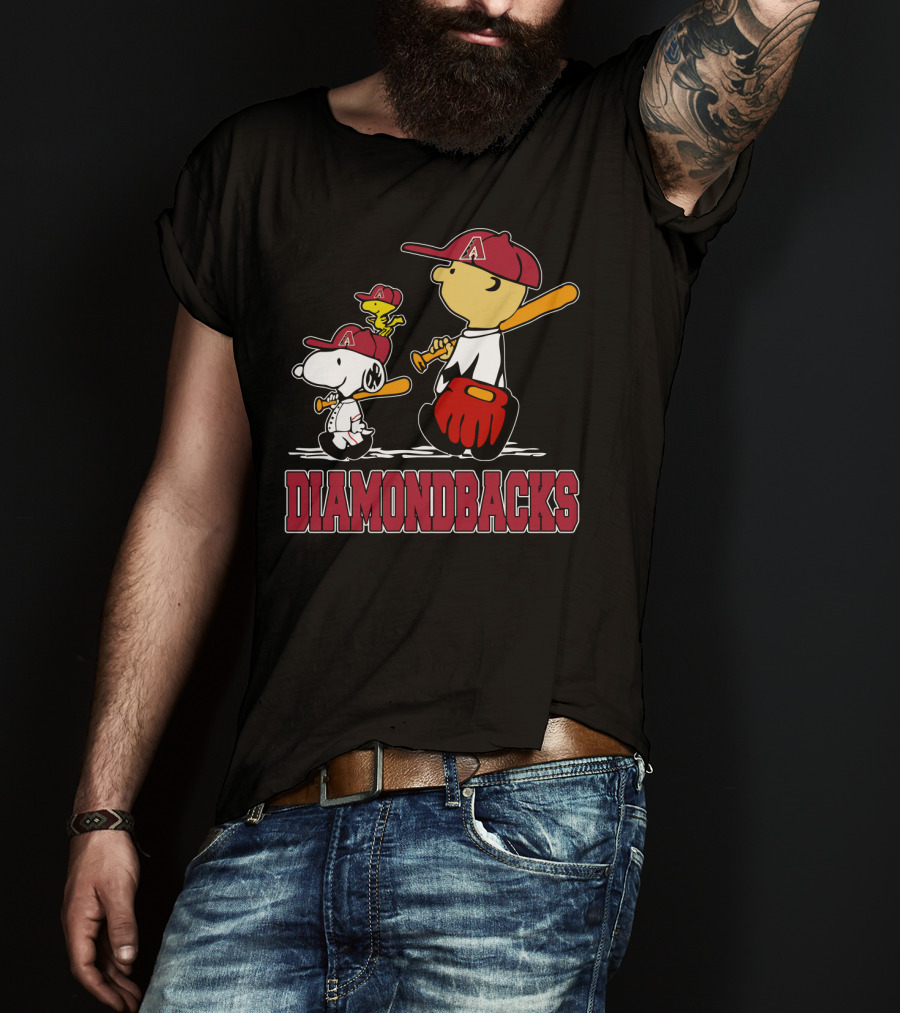 Diamondbacks Snoopy Charlie Brown Woodstock Baseball Fans T-Shirt