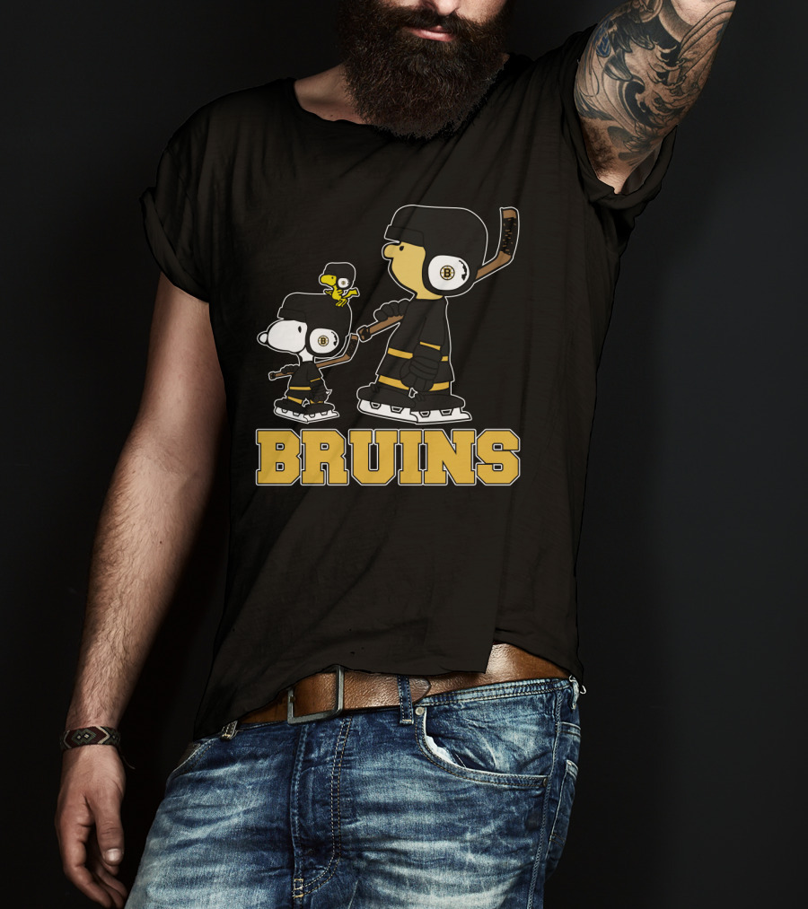 Snoopy Woodstock Bruins Hockey Team Fans T-Shirt