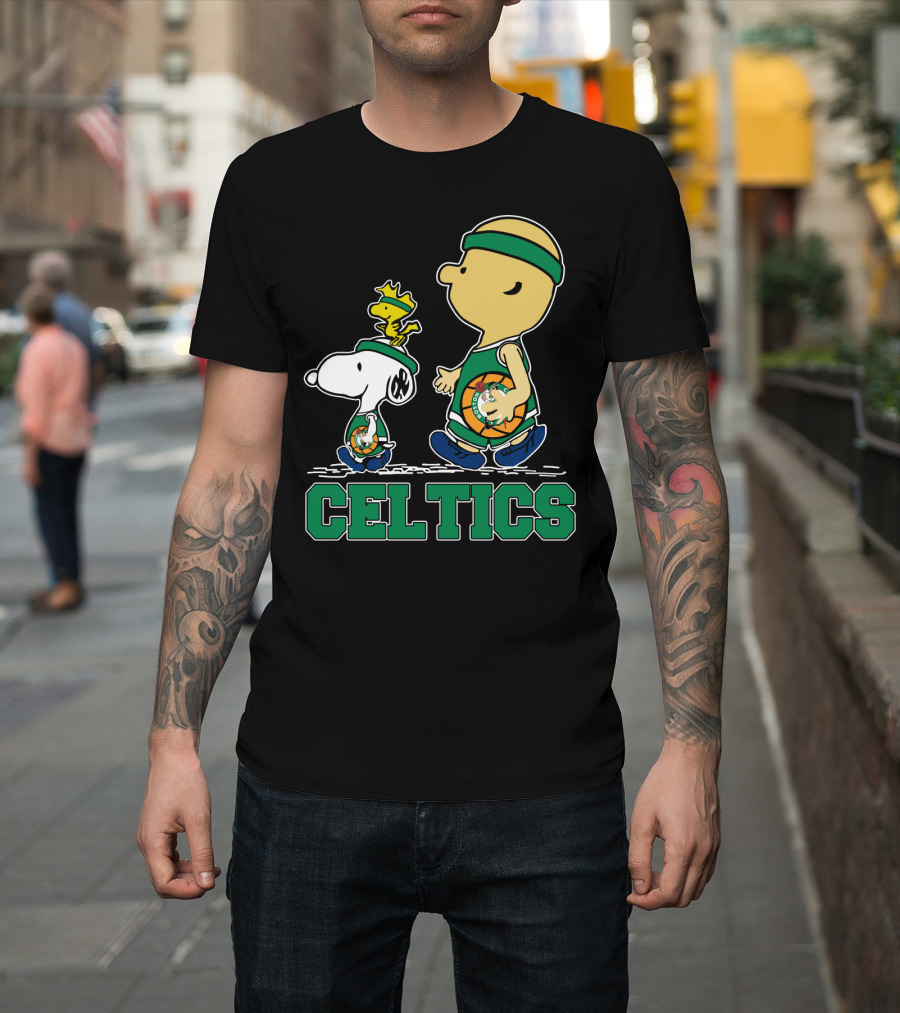 Celtics Snoopy And Friends With Basketball T-Shirt