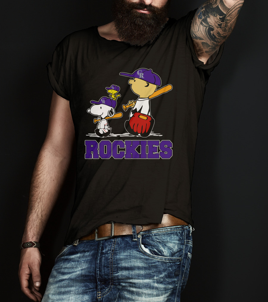 Snoopy Woodstock Rockies Fans Baseball Team Gear T-Shirt