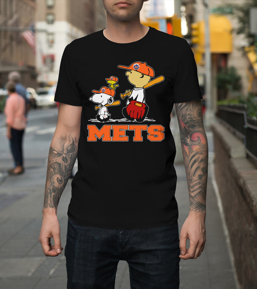 Snoopy Woodstock And New York Mets Baseball Fans T-Shirt
