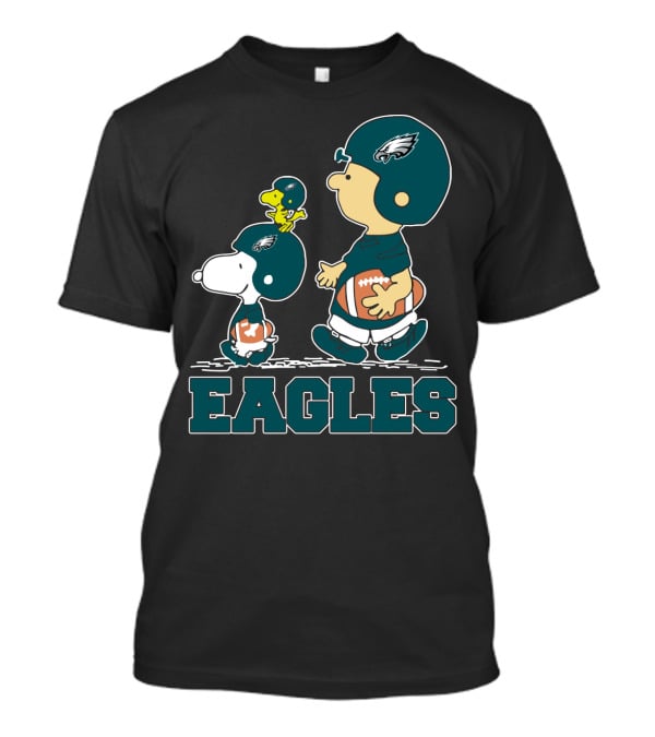 Snoopy Woodstock And Charlie Brown Philadelphia Eagles Football Fans T-Shirt