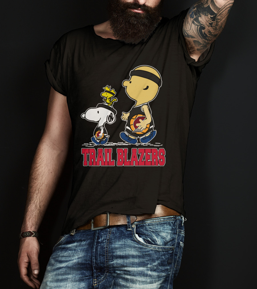 Snoopy And Woodstock Portland Trail Blazers Fans Basketball Theme T-Shirt
