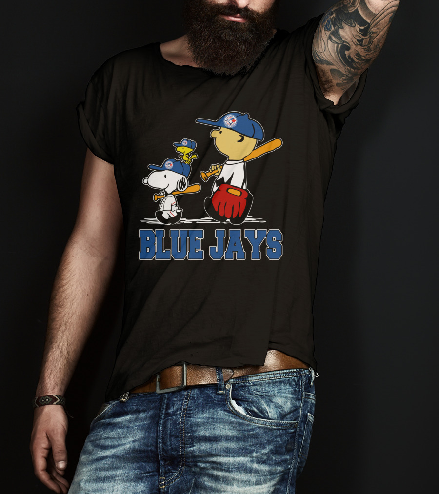 Snoopy Woodstock And Blue Jays Baseball Fans T-Shirt