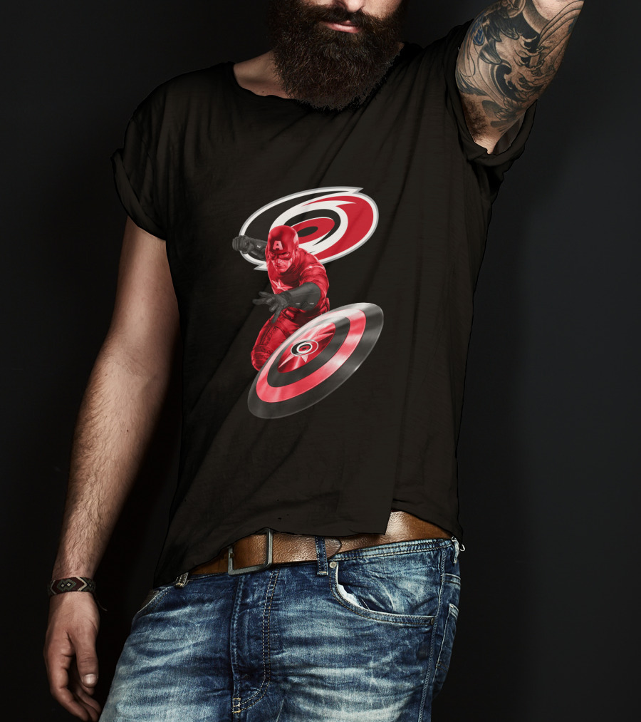 Carolina Hurricanes Captain America Crossover With Iconic Shield T-Shirt