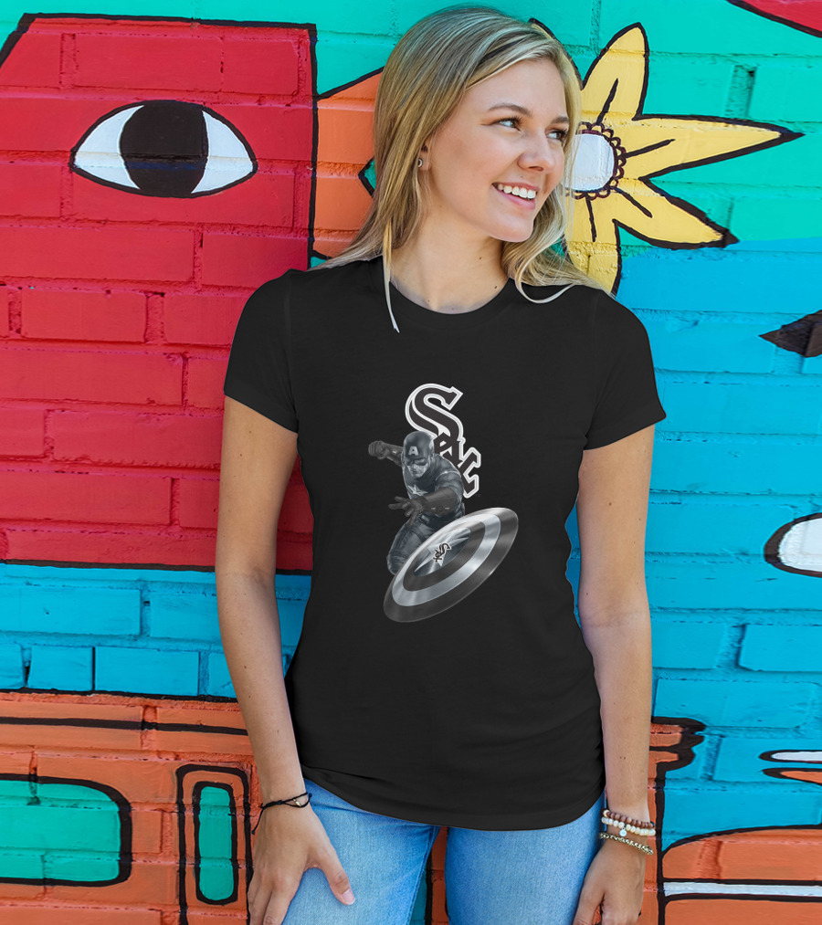 Chicago White Sox Captain America Collaboration Featuring Iconic Superhero And Team T-Shirt