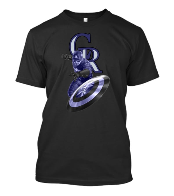 Colorado Rockies Captain America Shield Throwing Action T-Shirt