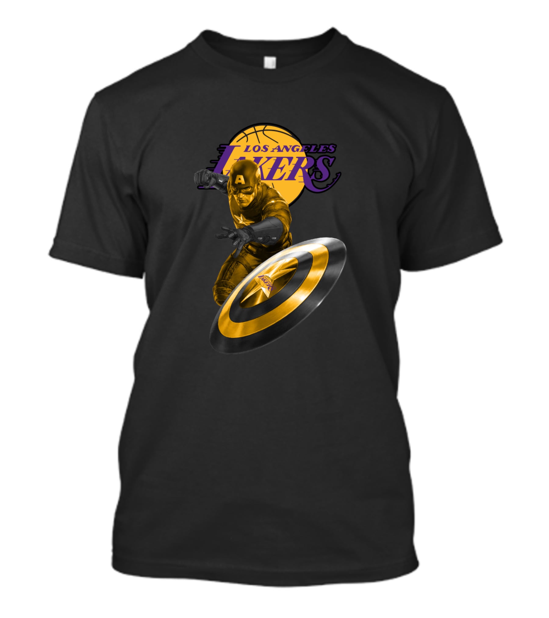 Los Angeles Lakers Captain America Shield Crossover T-Shirt
