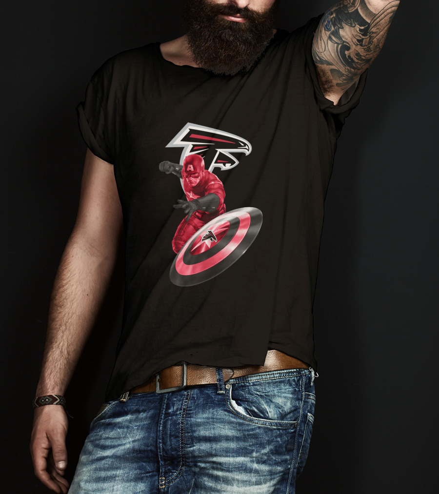 Atlanta Falcons Captain America Shield Fan Collaboration T-Shirt