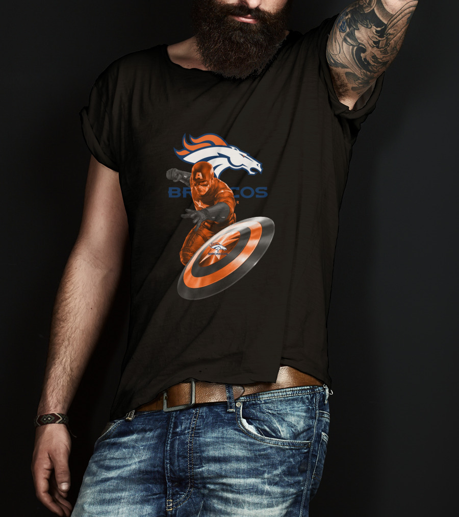 Denver Broncos Captain America Marvel Fans T-Shirt