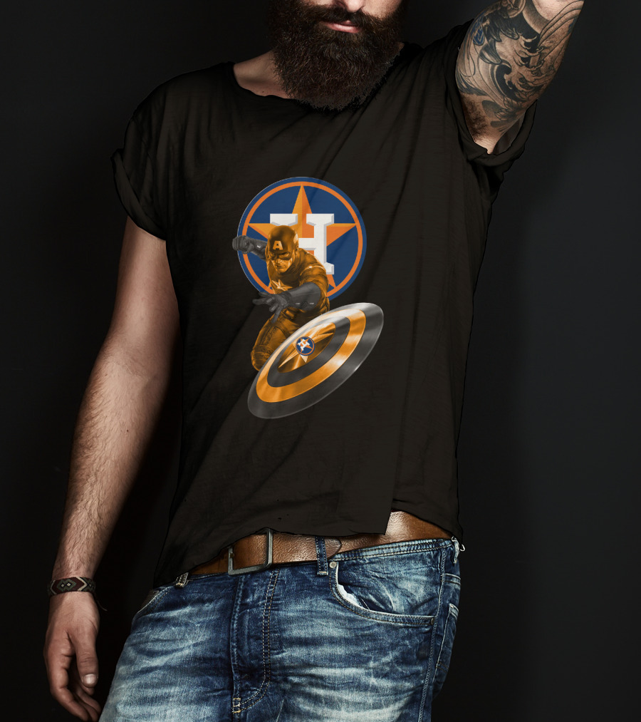 Houston Astros Captain America Logo Mashup For Fans T-Shirt