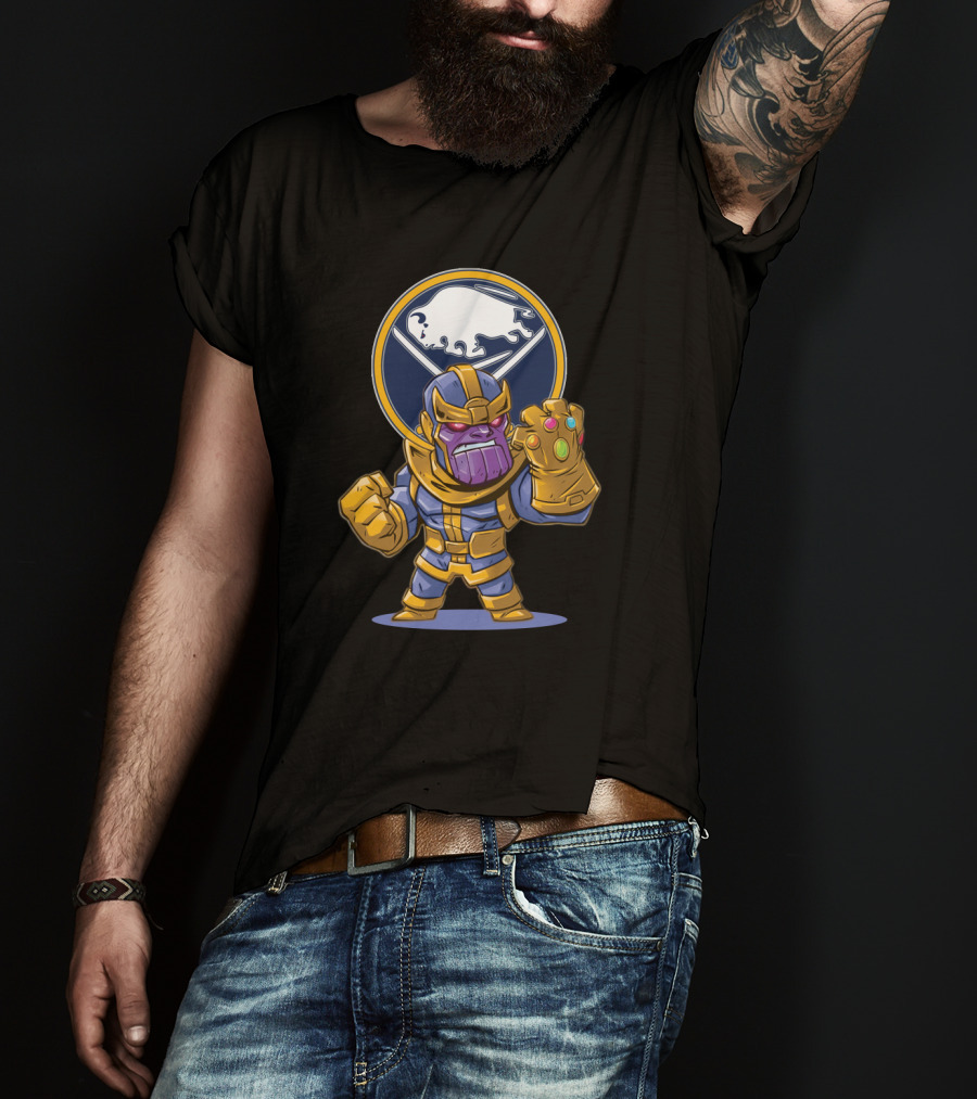 Thanos With Buffalo Sabres Logo Infinity Gauntlet T-Shirt