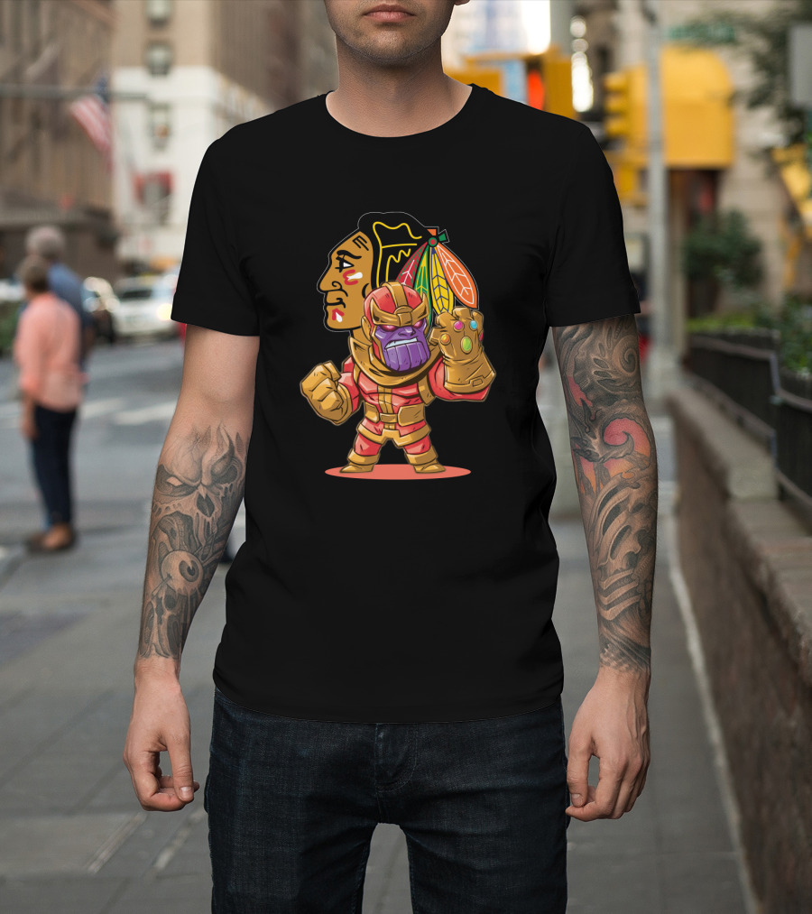 Thanos Chicago Blackhawks Fans Crossover Mashup T-Shirt