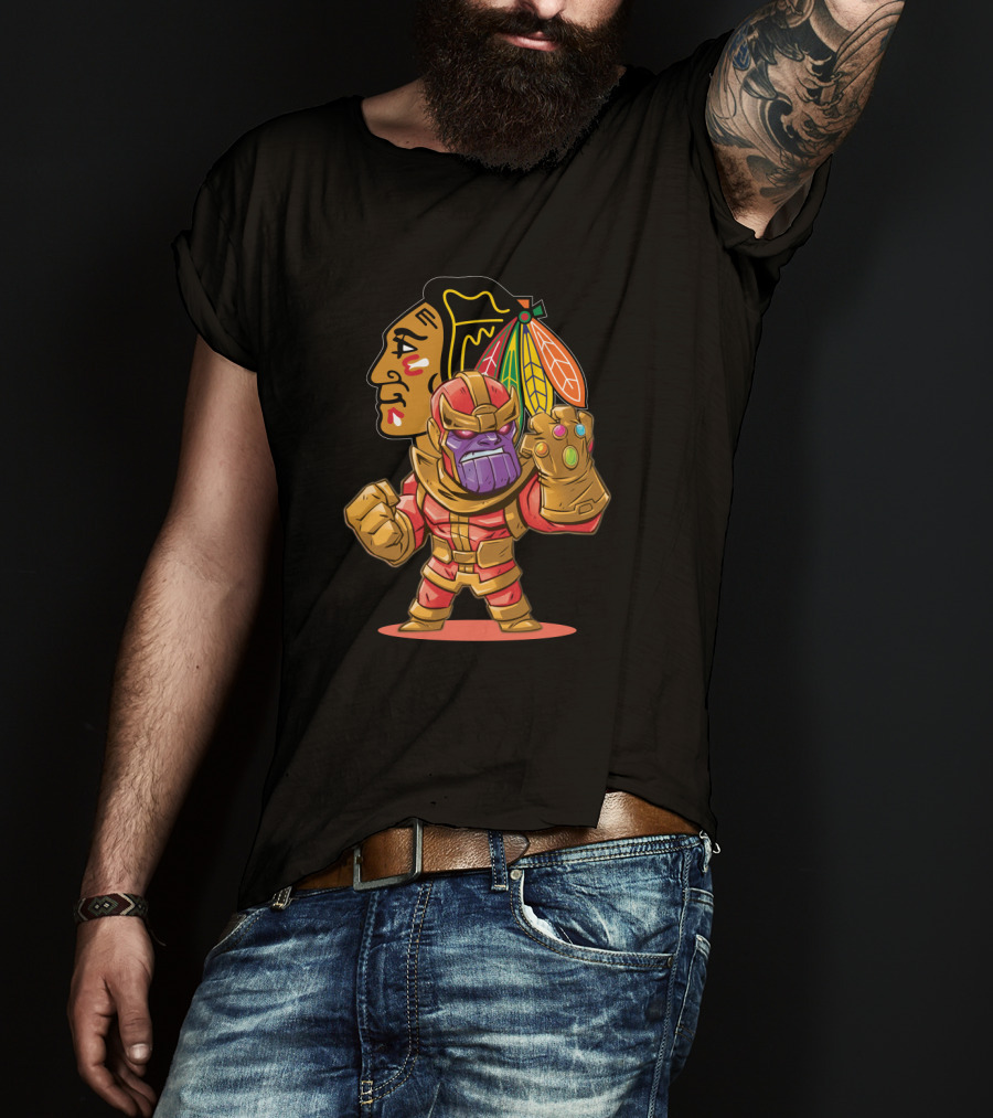 Thanos Chicago Blackhawks Fans Crossover Mashup T-Shirt