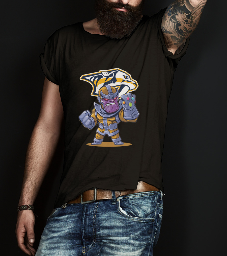 Thanos Nashville Predators Logo Infinity Gauntlet T-Shirt