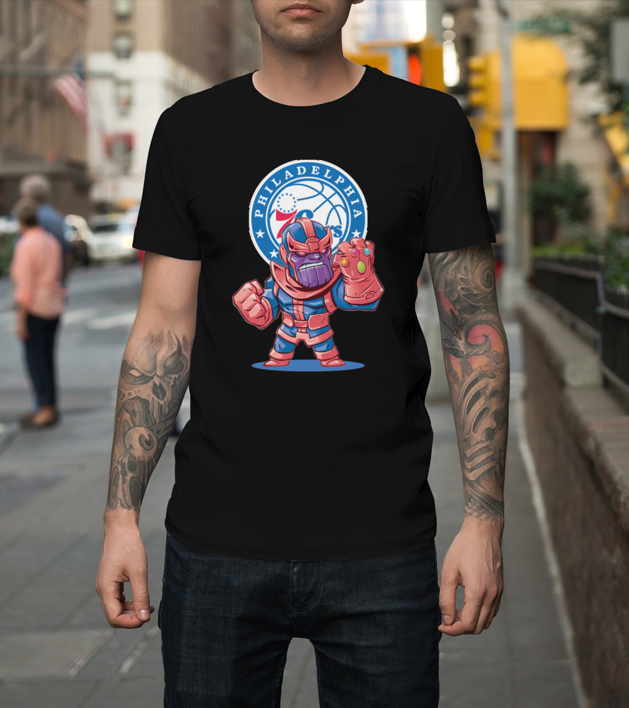 Philadelphia 76ers Marvel Thanos Crossover T-Shirt