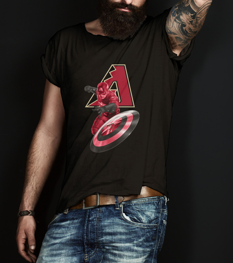 Arizona Diamondbacks Collaboration With Captain America Featuring Iconic Shield And Team T-Shirt