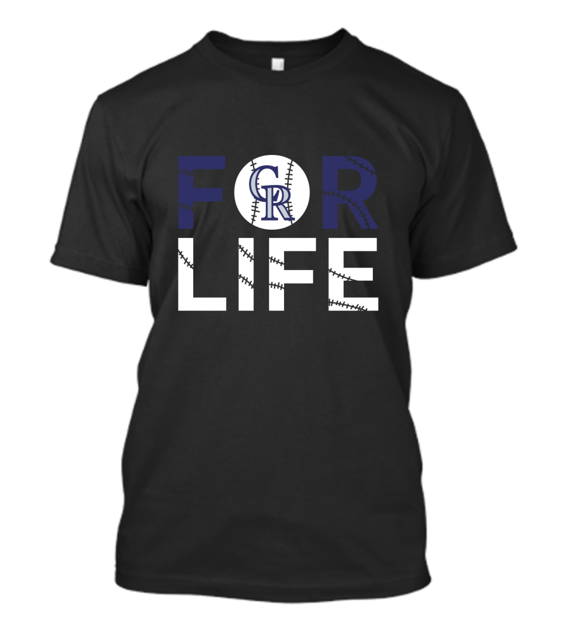 Colorado Rockies Cr Logo Baseball For Life T-Shirt