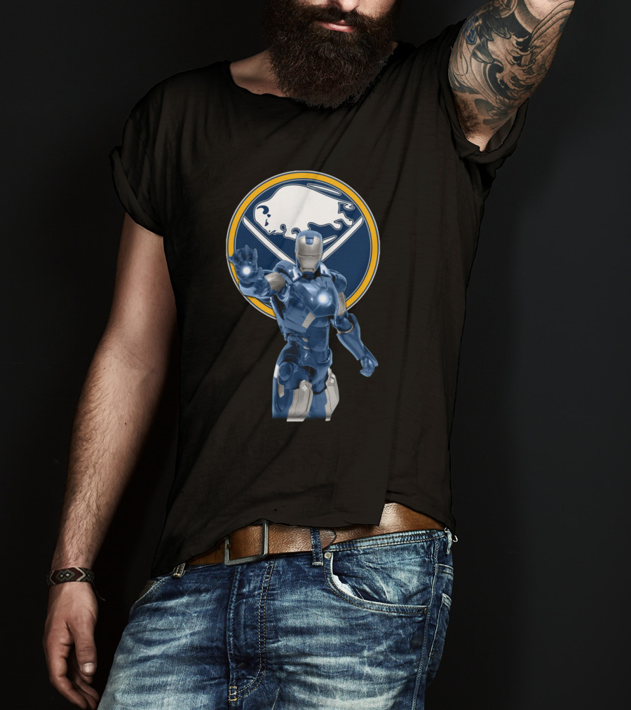Iron Man Buffalo Sabres Hockey Marvel Crossover T-Shirt