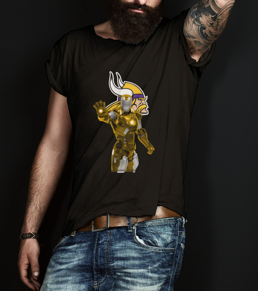 Iron Man Meets Minnesota Vikings Enthusiast Crossover T-Shirt