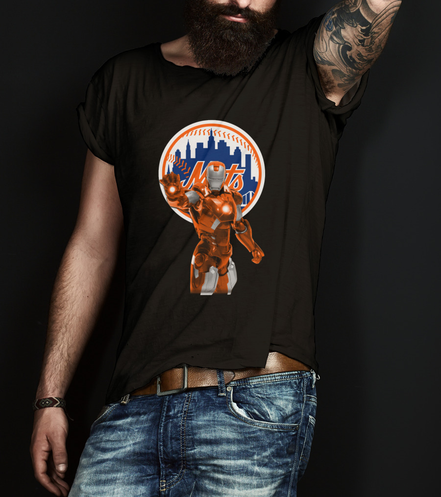 Iron Man Crossover With New York Mets Iconic Team And Hero Fusion T-Shirt