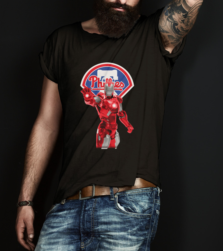 Philadelphia Phillies Iron Man Crossover MLB Superhero Fusion T-Shirt