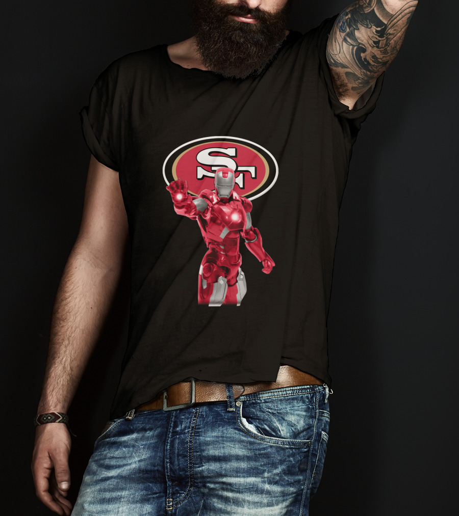 San Francisco 49ers Iron Man Nfl Marvel Crossover Fan T-Shirt