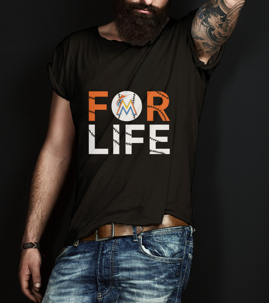 Miami Marlins For Life Baseball Stitch T-Shirt