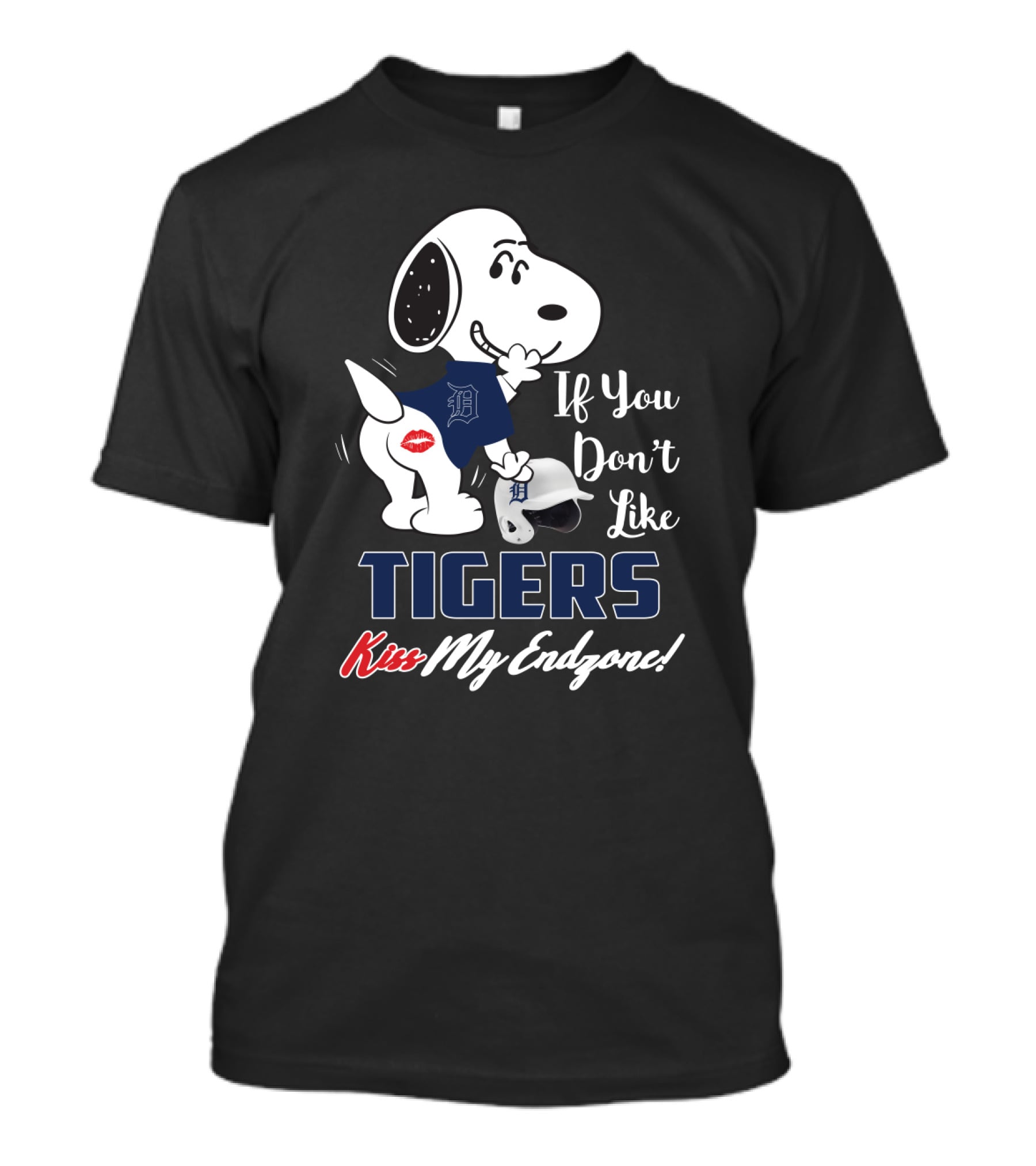 Snoopy If You Don't Like Detroit Tigers Kiss My Endzone T-Shirt