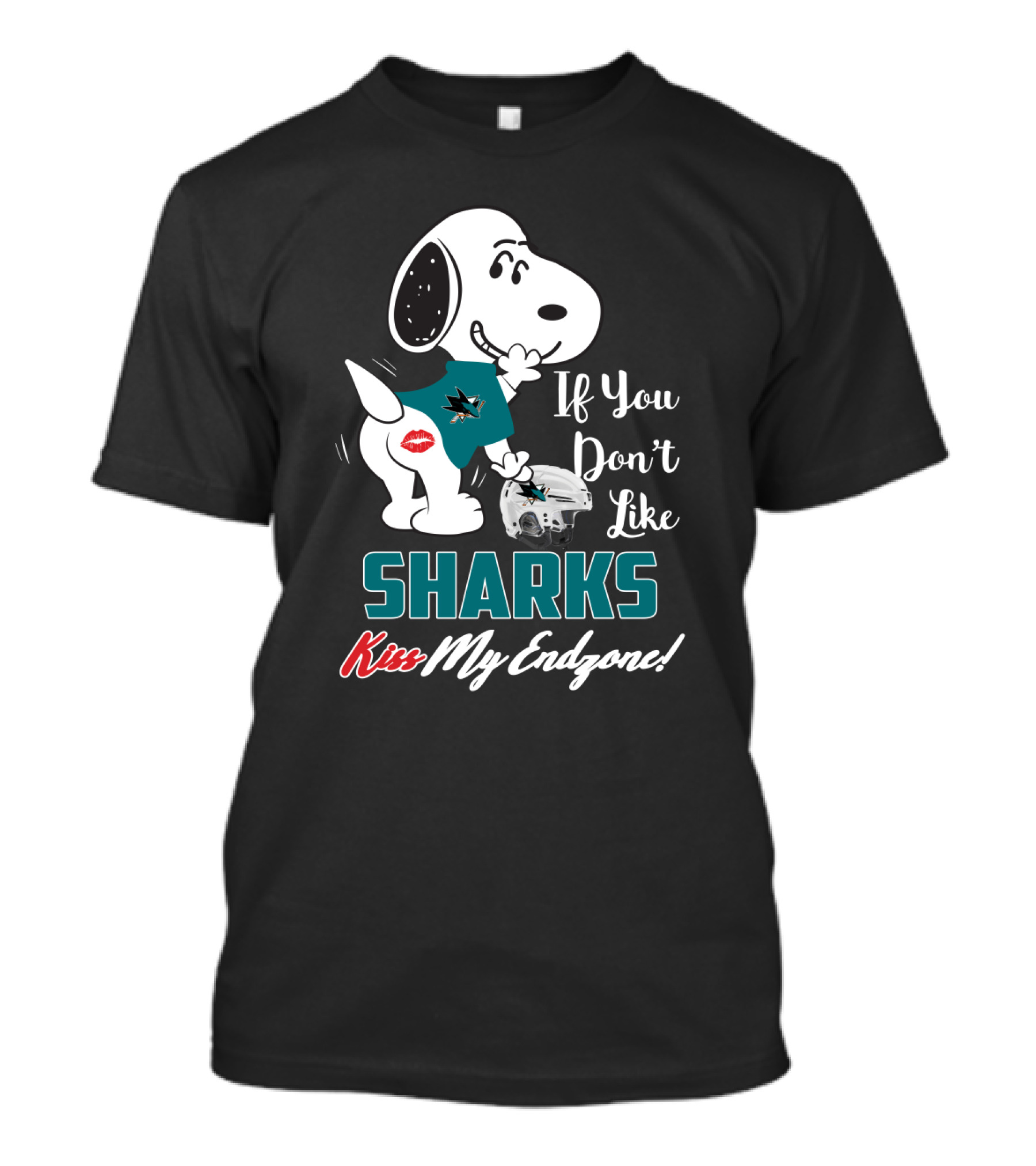 If You Don't Like Sharks Kiss My Endzone Snoopy San Jose Fans T-Shirt
