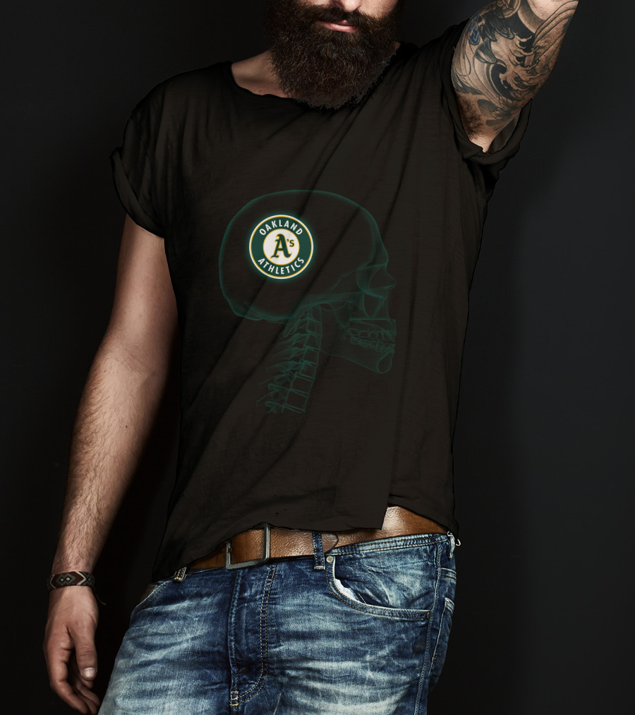 Oakland Athletics In My Brain Halloween Skull T-Shirt