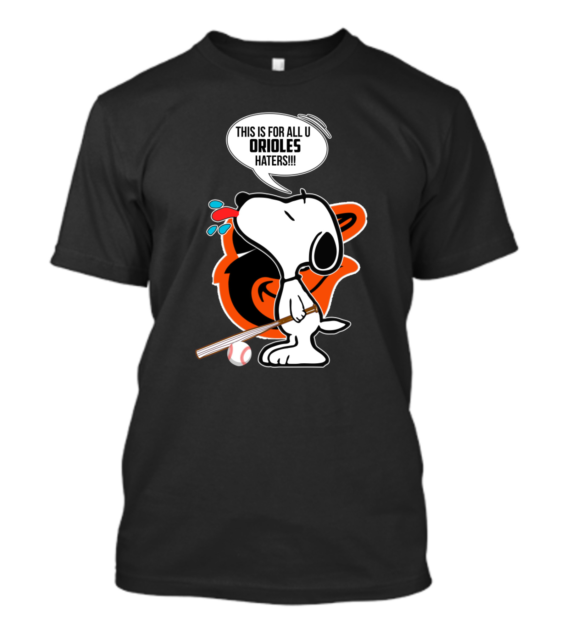 Snoopy Baseball Baltimore Orioles Haters T-Shirt