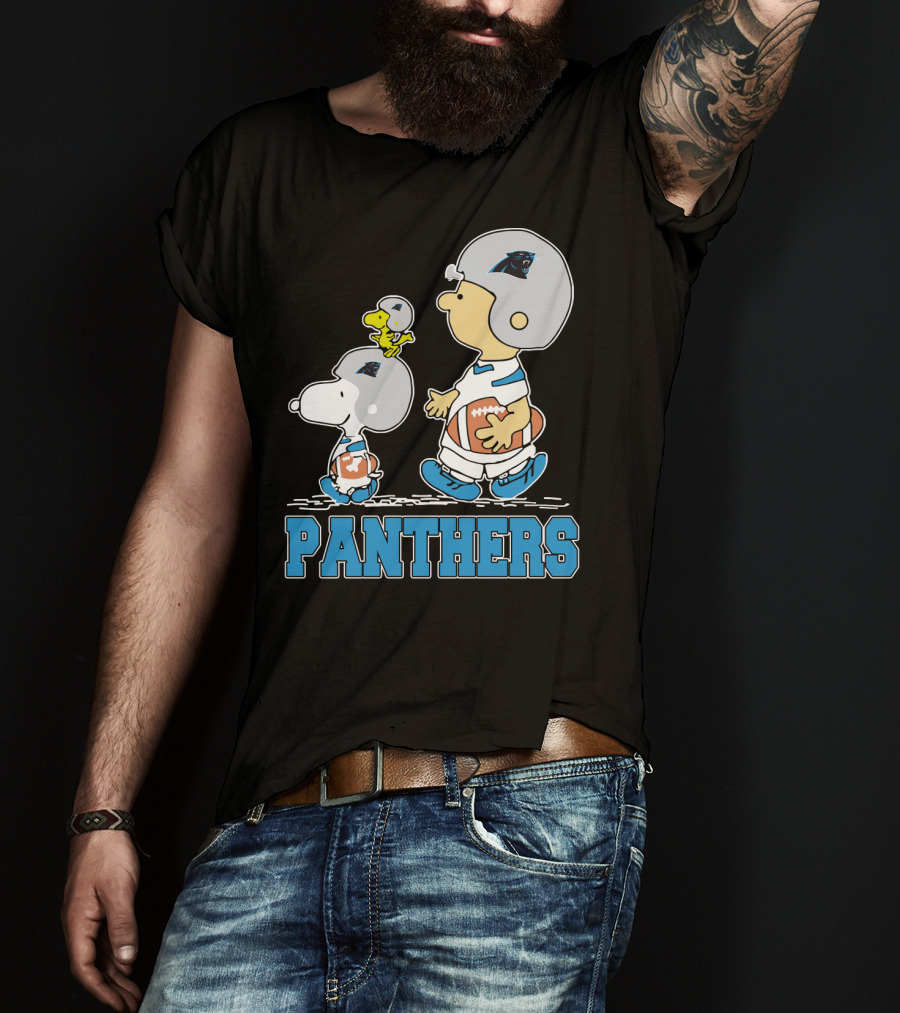 Snoopy Woodstock Charlie Brown Carolina Panthers Fans T-Shirt