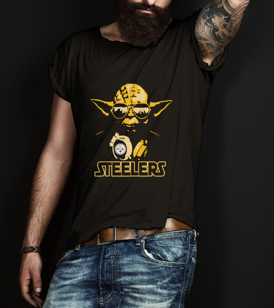 Yoda Steelers Sunglasses Headphones Star Wars Pittsburgh Fans T-Shirt