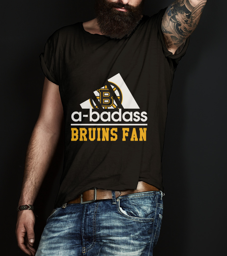 Boston Bruins Fan A-Badass Logo Black And Gold T-Shirt