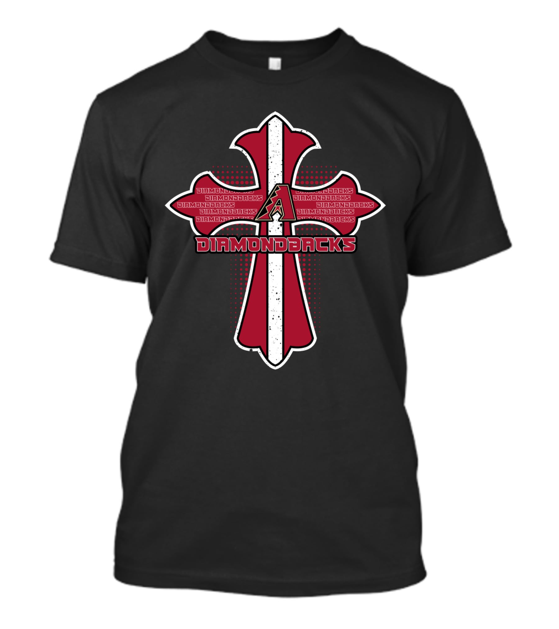 Arizona Diamondbacks Cross Logo Featuring Jesus Elements And Diamondbacks Red With A Symbol T-Shirt