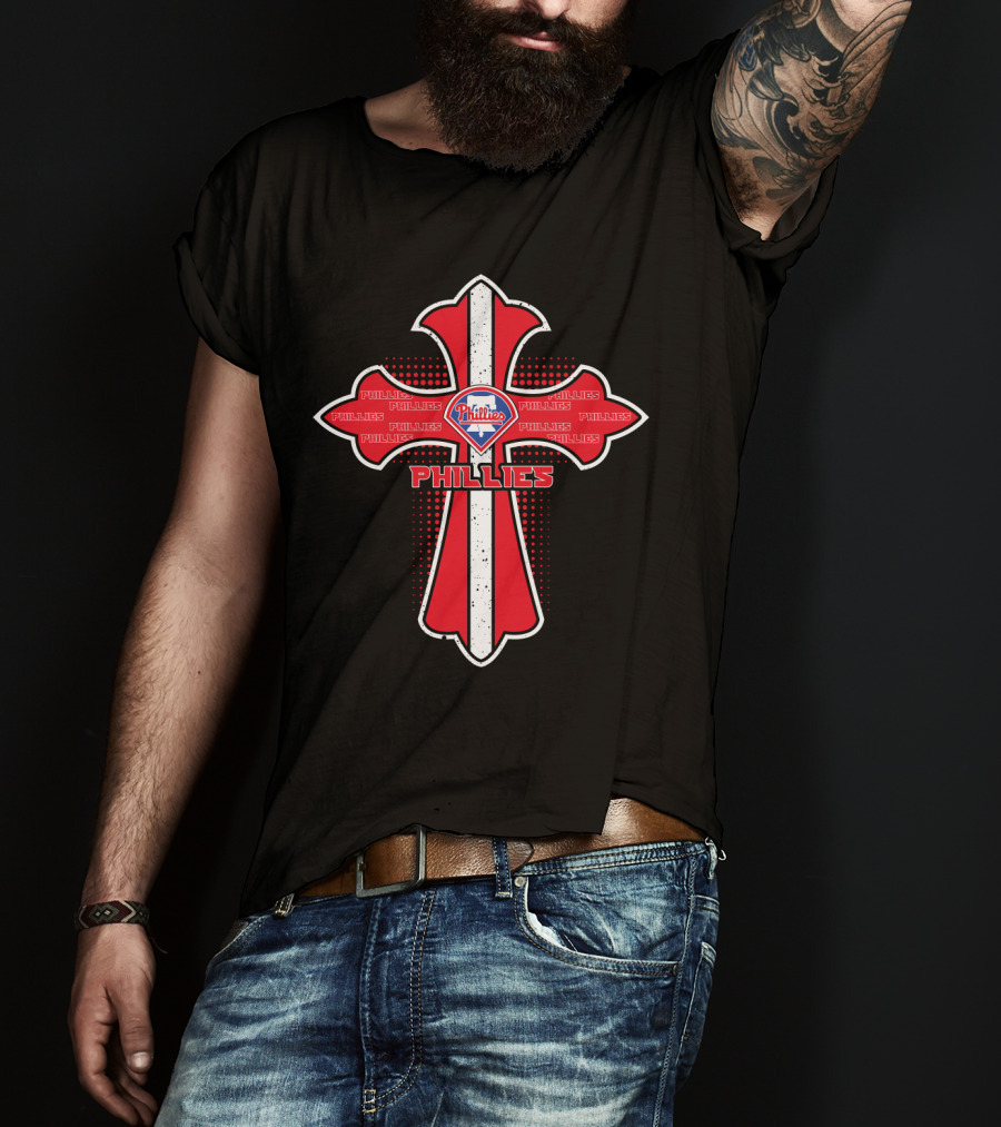 Philadelphia Phillies Red Cross Logo With White Stripe T-Shirt