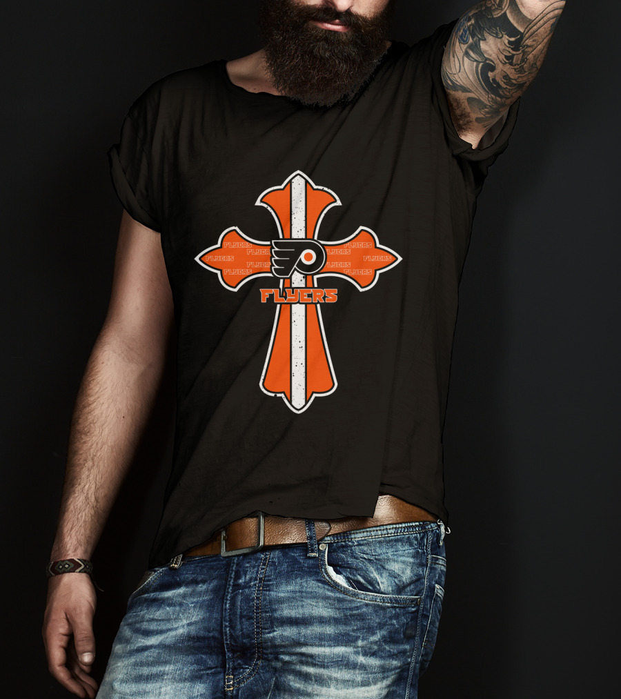 Flyers Faithful Cross Design For Philadelphia Hockey Fans T-Shirt