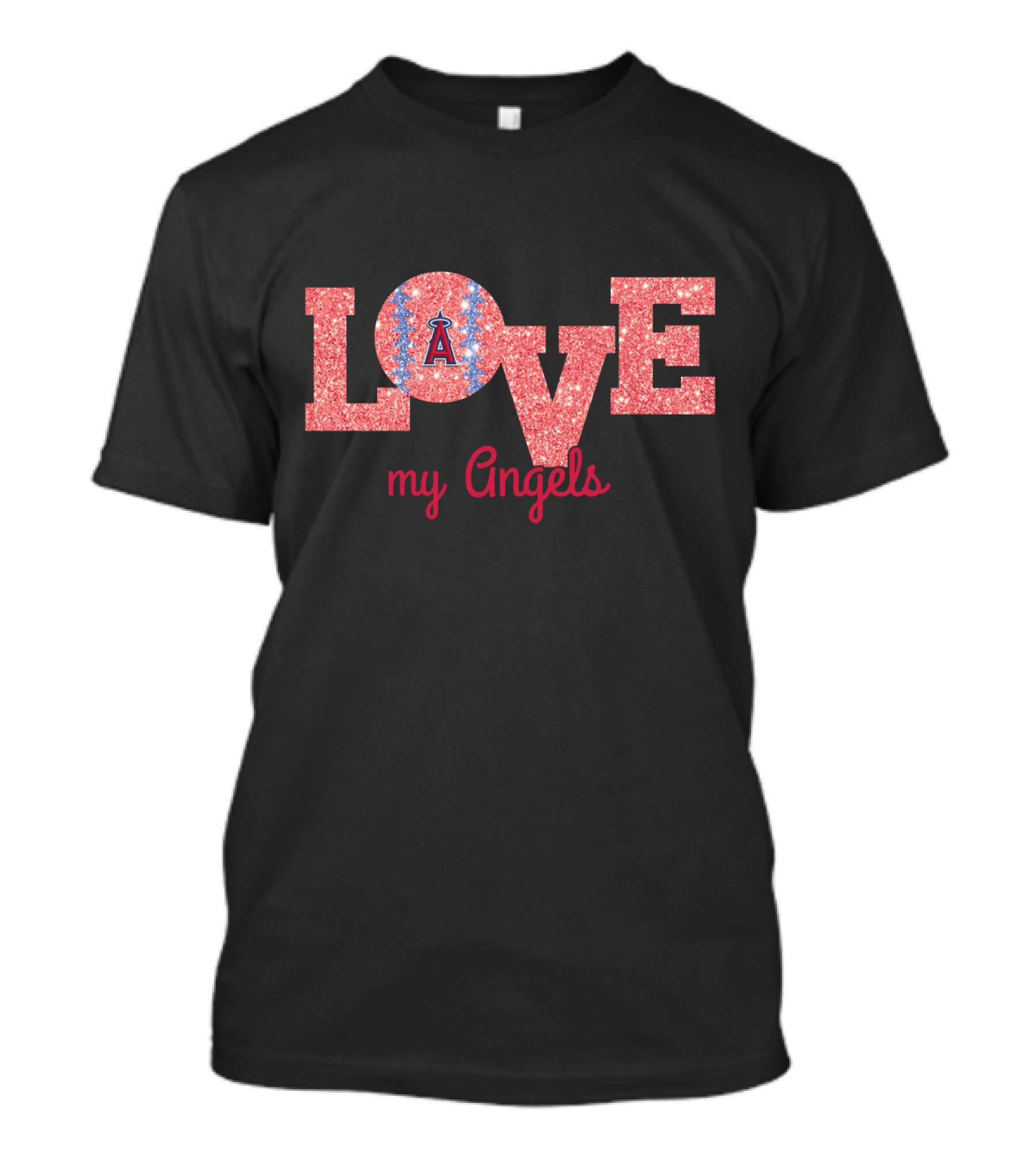 Love My Angels Glitter Baseball Los Angeles Fans T-Shirt