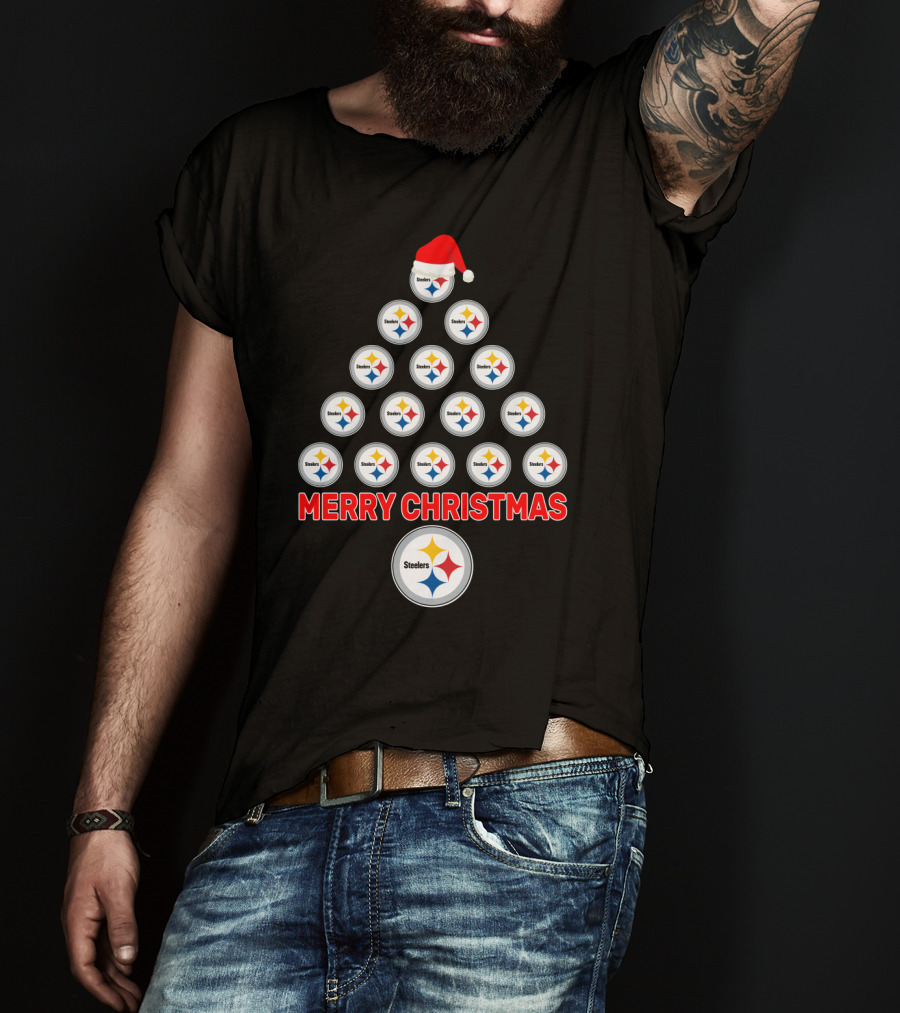 Merry Christmas Tree For Pittsburgh Steelers Fans T-Shirt