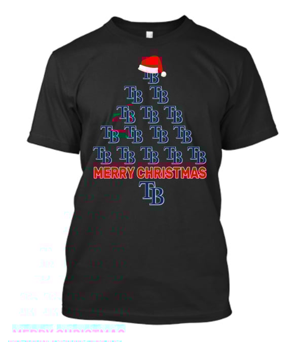 Merry Christmas Tampa Bay Rays Tb Christmas Tree With Santa Hat T-Shirt