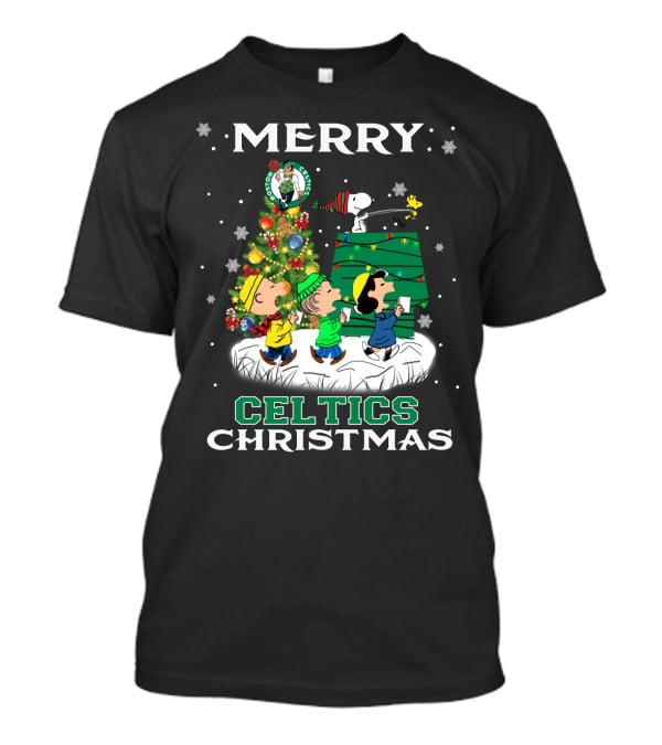 Merry Celtics Christmas Boston Snoopy Tree Fans T-Shirt