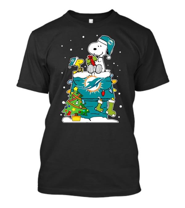 Miami Dolphins Snoopy Christmas Peanuts Fan Collection T-Shirt