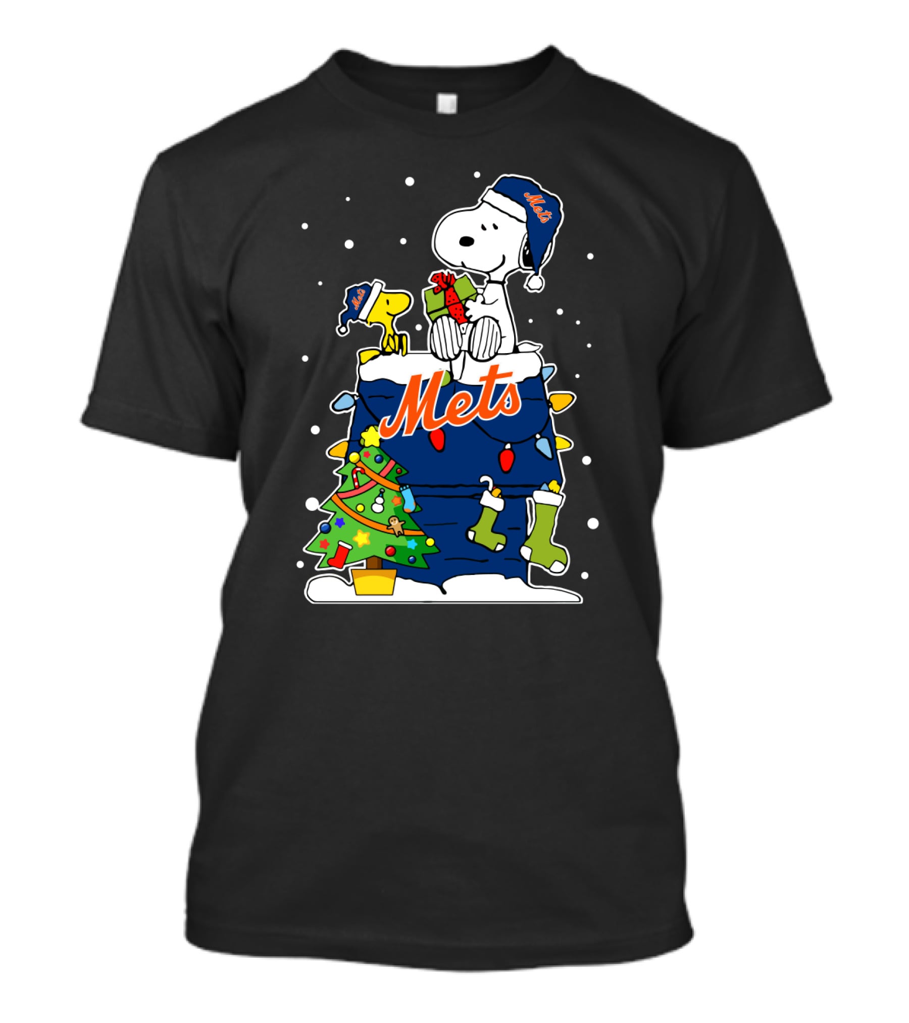 Snoopy Snoopy And Woodstock Mets Christmas T-Shirt