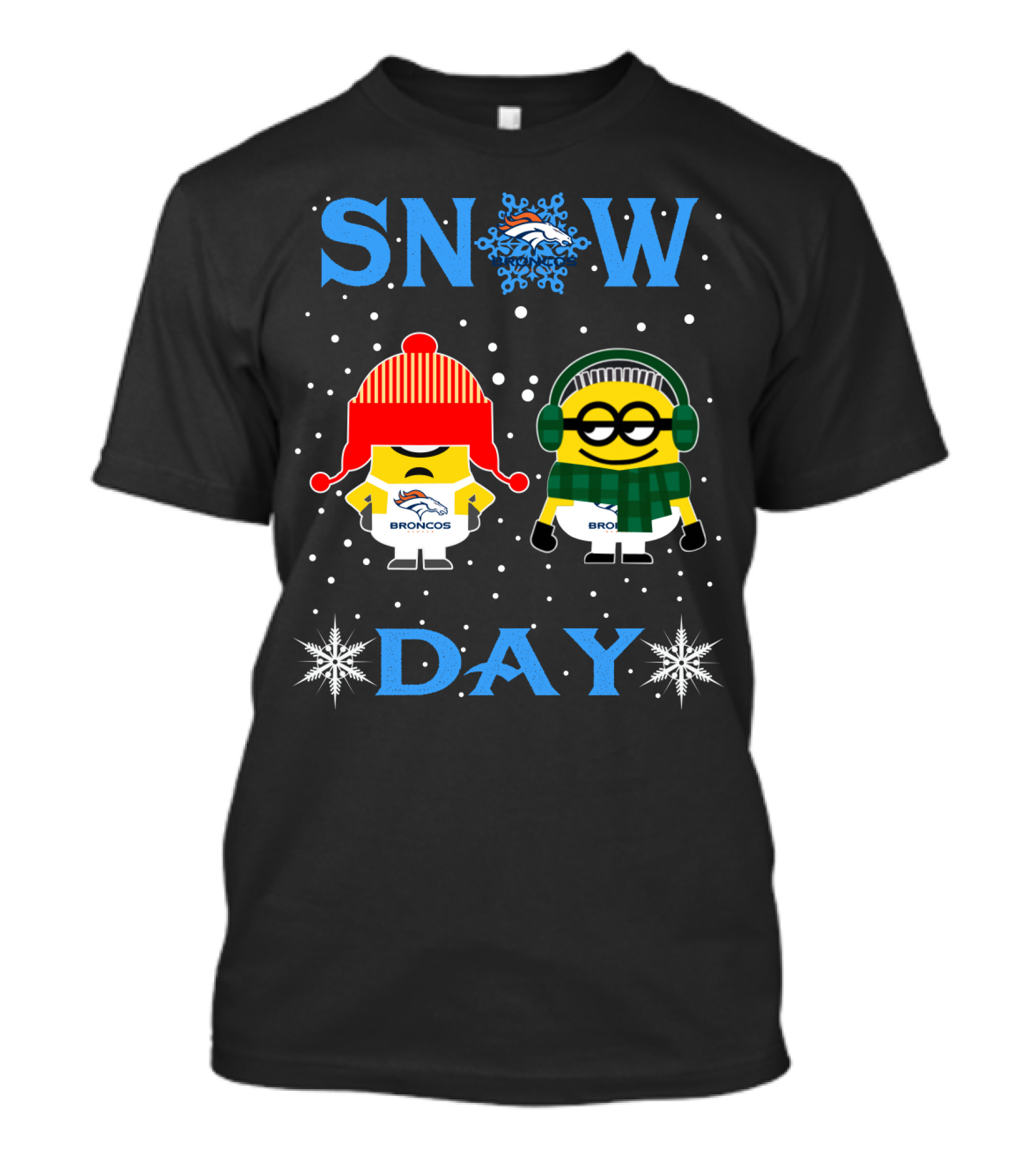 Denver Broncos Snow Day Minion Fans Winter Fun T-Shirt