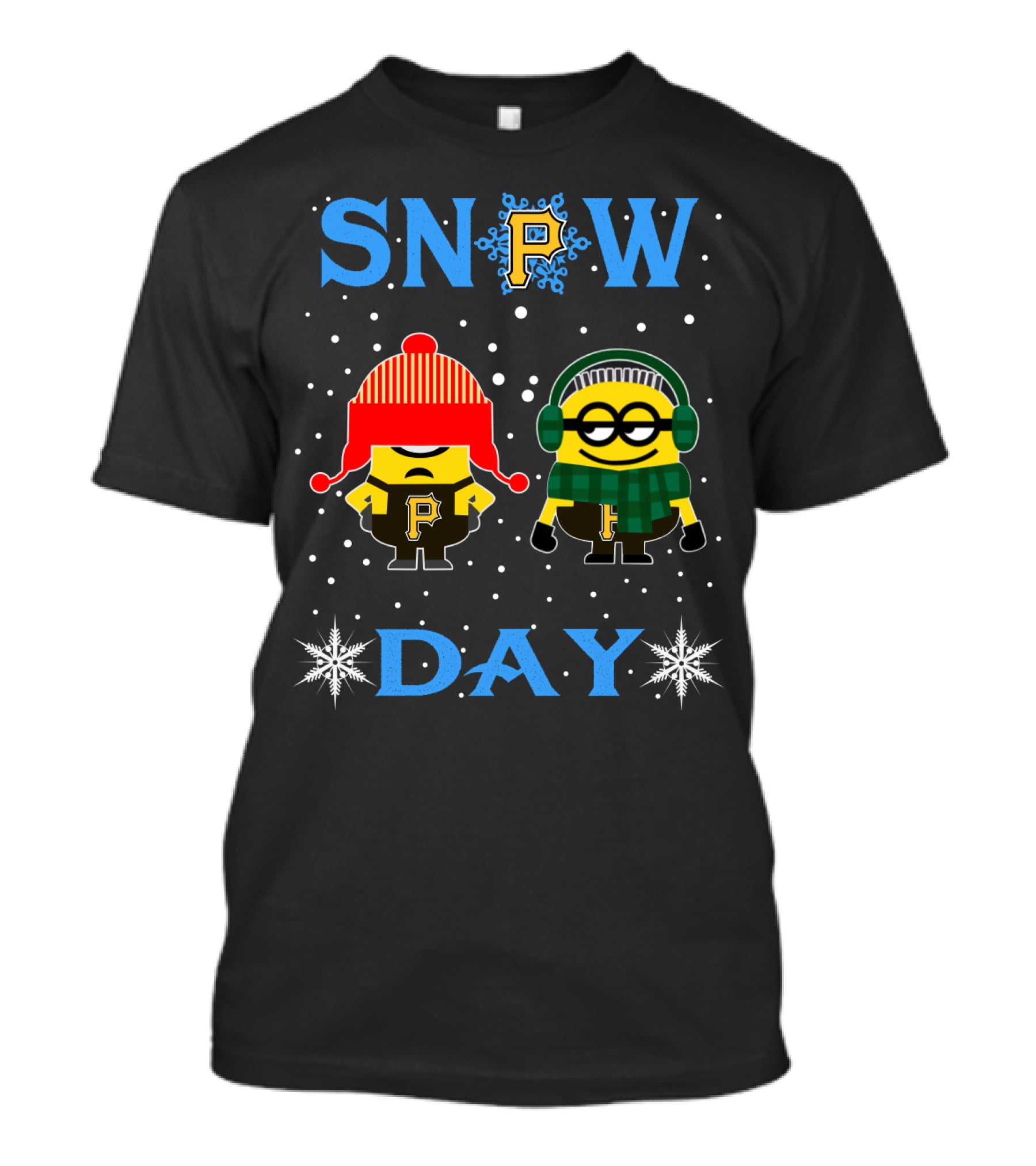 Snow Day Pittsburgh Pirates Vs Minion Winter Theme T-Shirt