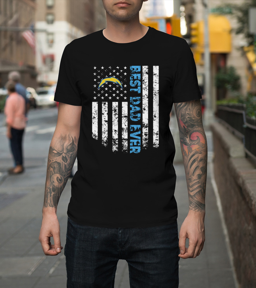 Best Dad Ever Los Angeles Chargers Flag T-Shirt