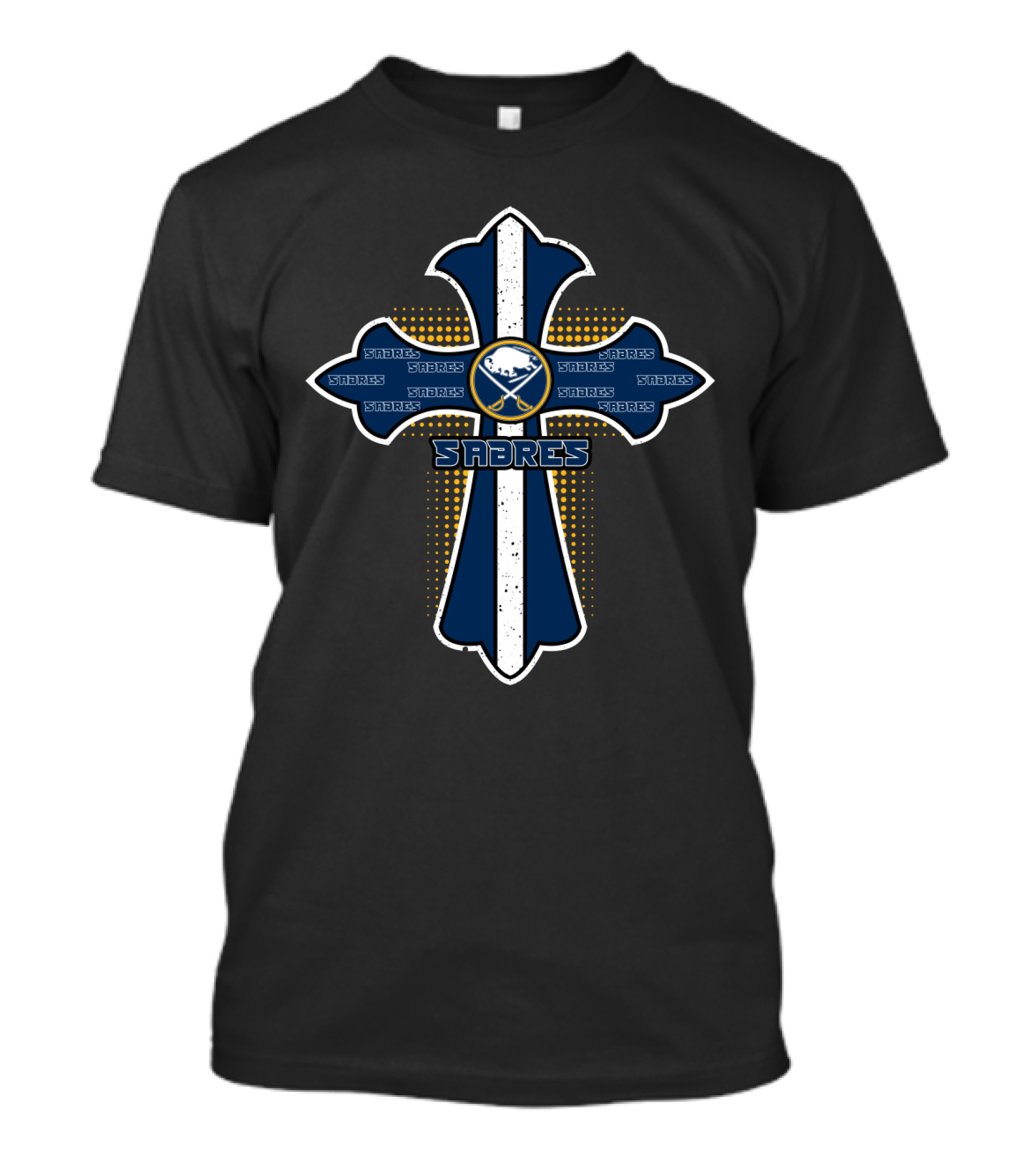 Buffalo Sabres Cross With Bold Team Logo And Blue Accents For Fans And Faith T-Shirt