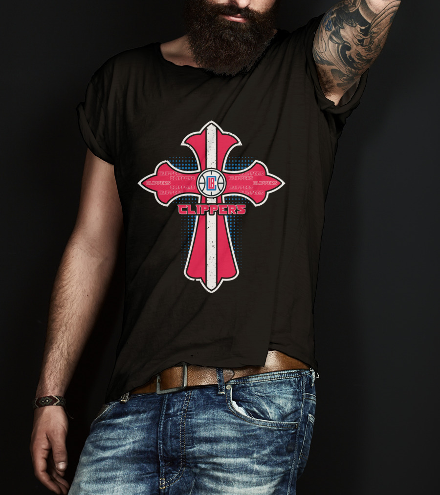 Cross Symbol With La Clippers Logo And Text For Fans T-Shirt